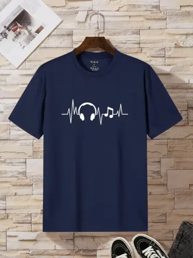 Men Headphone Print Tee